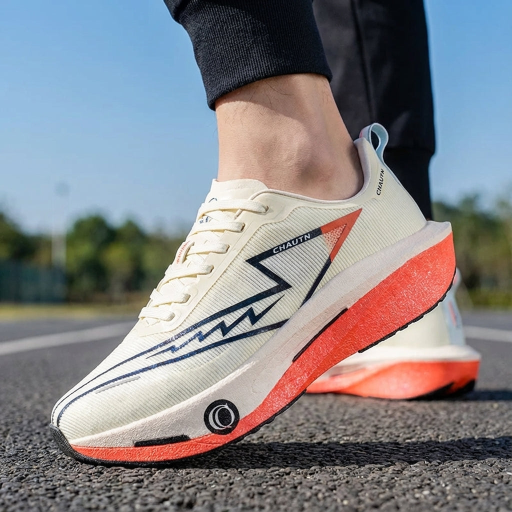 Leichter Marathonlaufschuh mit atmungsaktivem Obermaterial und rutschfester Sohle