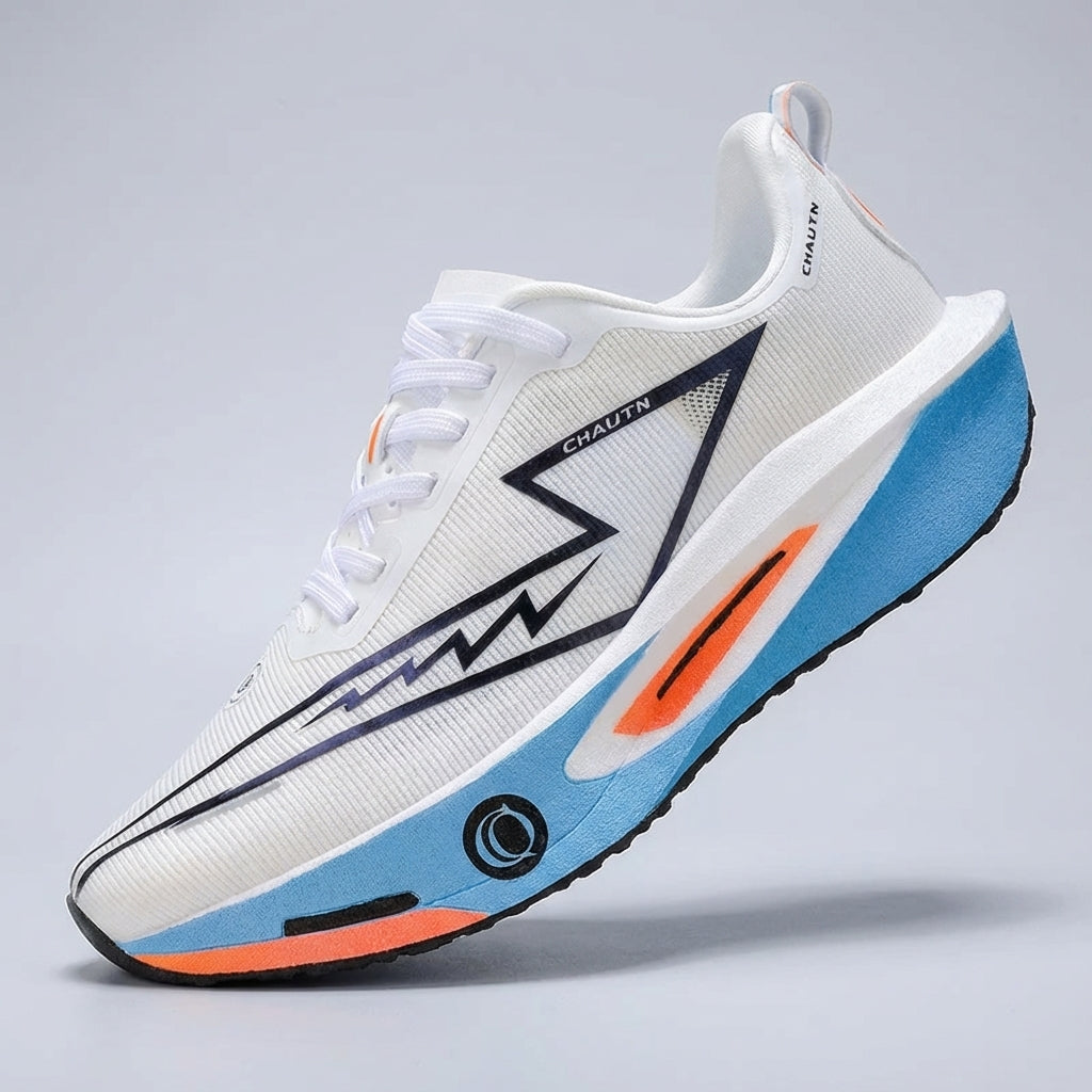 Leichter Marathonlaufschuh mit atmungsaktivem Obermaterial und rutschfester Sohle