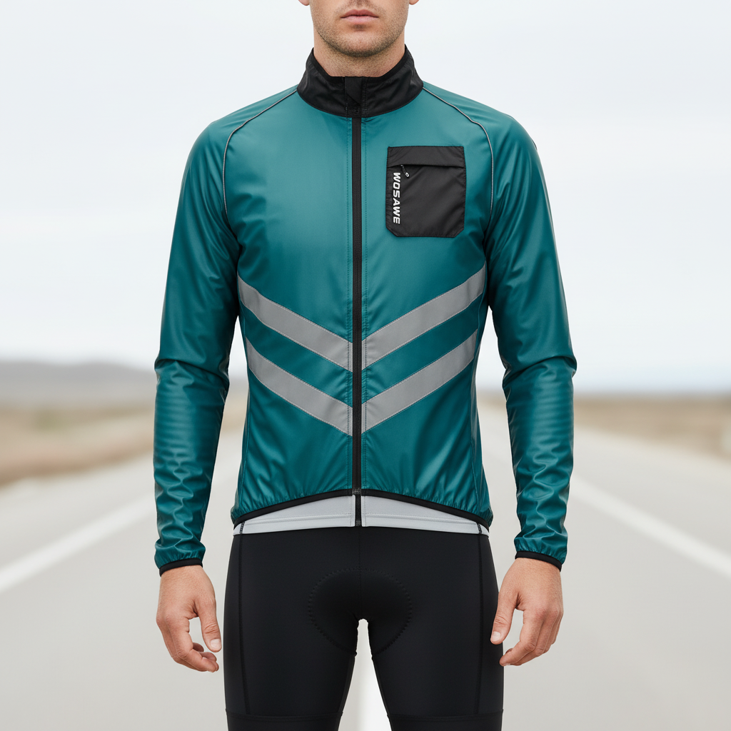 Rennrad-Windbreaker Langarm mit reflektierenden Details und winddichtem Schutz