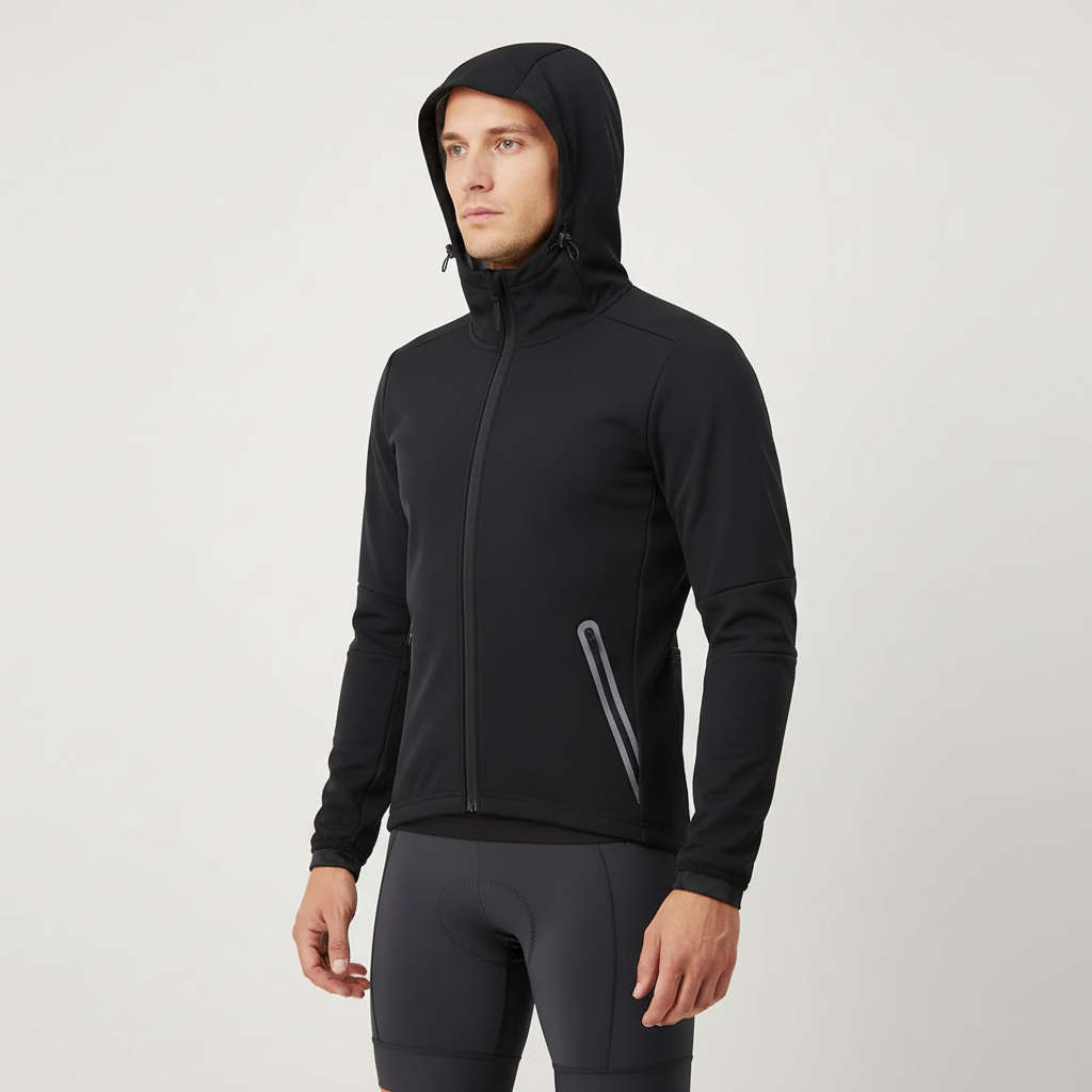 Herren-Radjacke mit Kapuze reflektierend atmungsaktiv warm