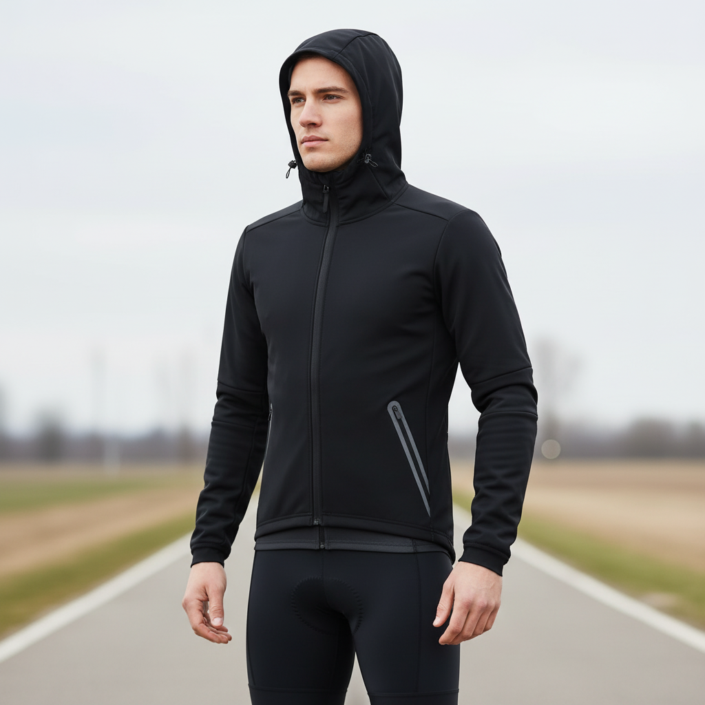 Herren-Radjacke mit Kapuze reflektierend atmungsaktiv warm