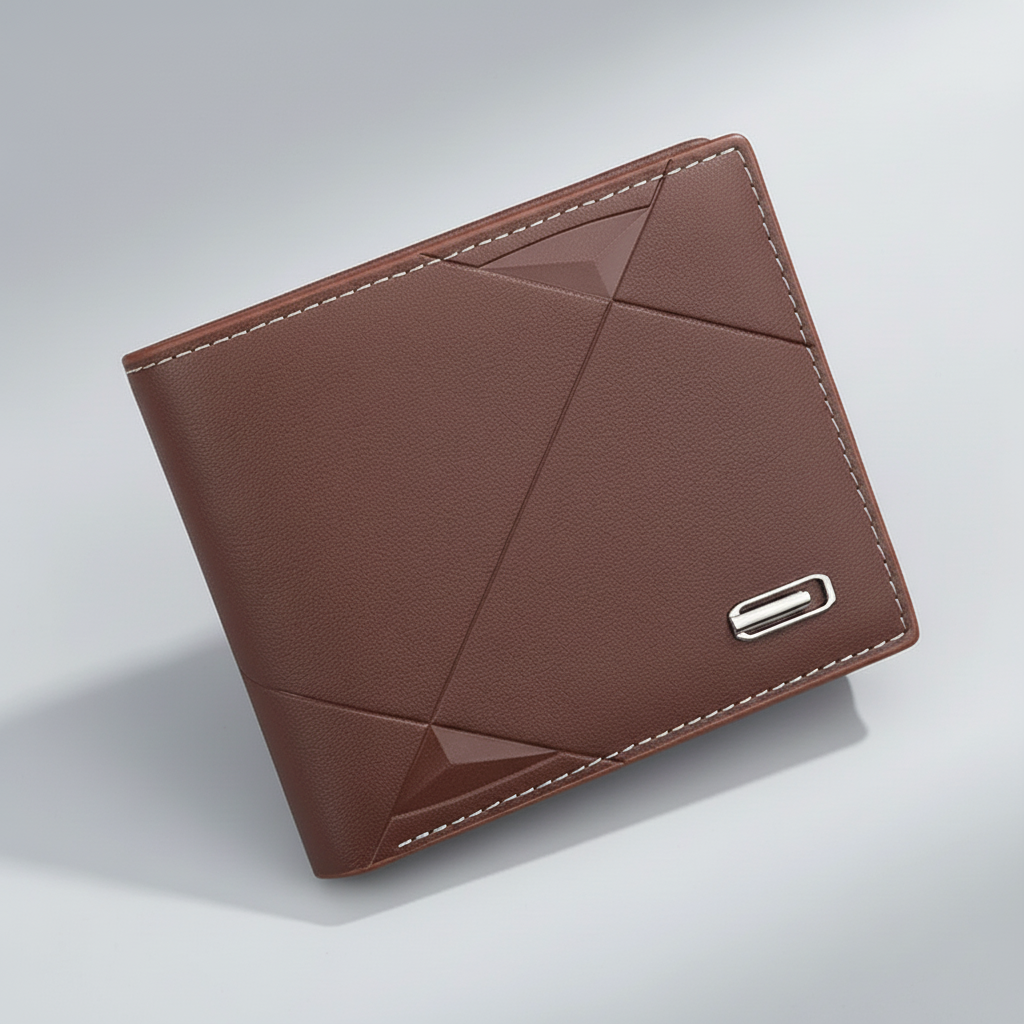Kompakte Bifold-Geldbörse schlankes Kartenfach geometrisches Nahtdesign