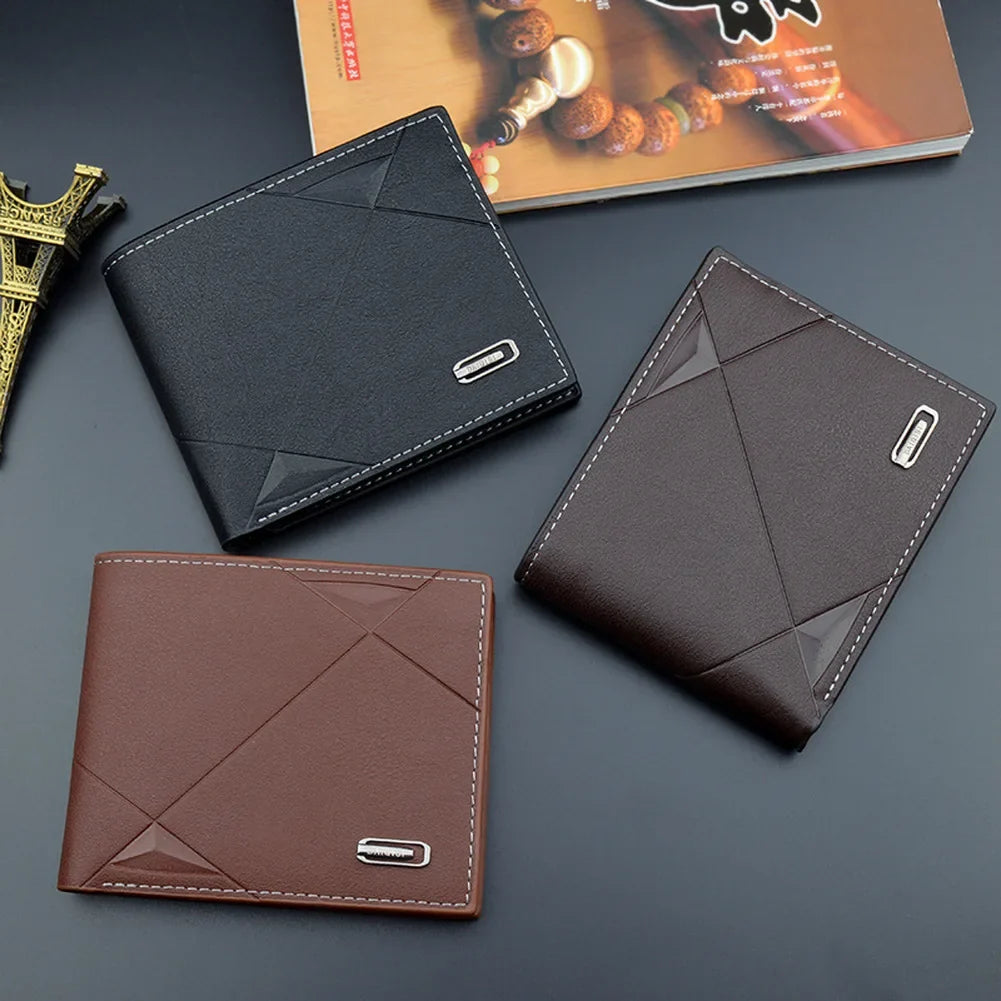 Kompakte Bifold-Geldbörse schlankes Kartenfach geometrisches Nahtdesign