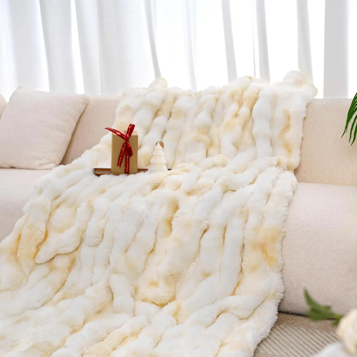 Plüschdecke ultraweich warm Karomuster modern