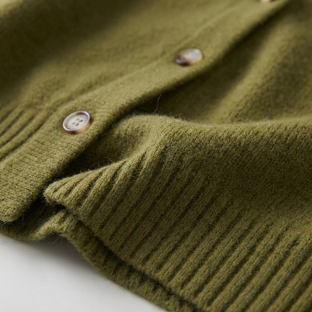 Damen-Cardigan asymmetrisch V-Ausschnitt strukturiertes Strickgewebe