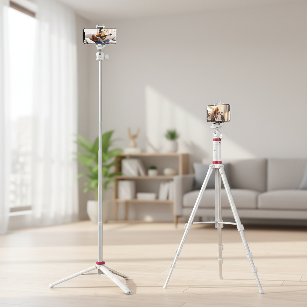 Ausziehbares Stativ mit Selfie-Stick-Funktion für Smartphone und Kamera