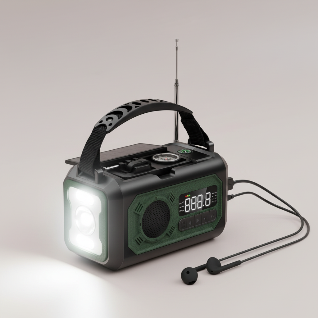 Tragbares Notfallradio Solar Kurbel mit LED-Lampe und NOAA-Empfang