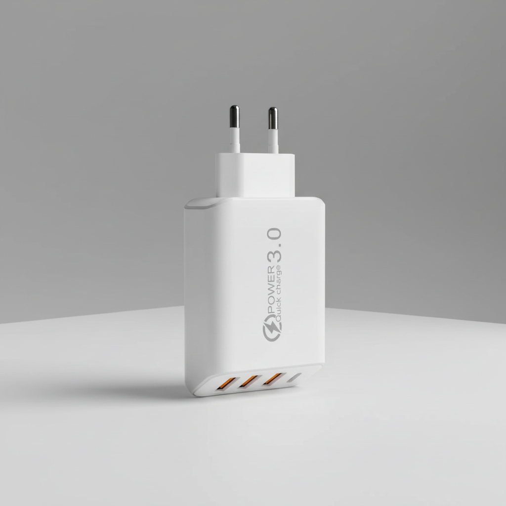 Kompaktes Wandladegerät mit USB-C und USB-Anschlüssen für schnelles Laden