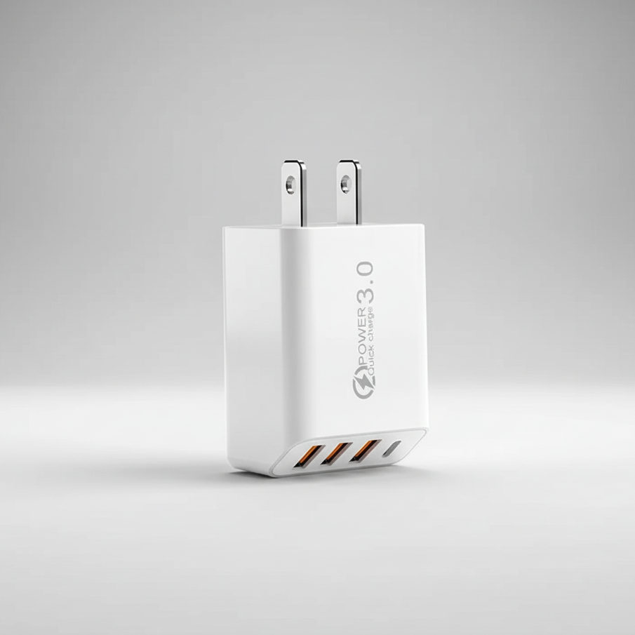 Kompaktes Wandladegerät mit USB-C und USB-Anschlüssen für schnelles Laden