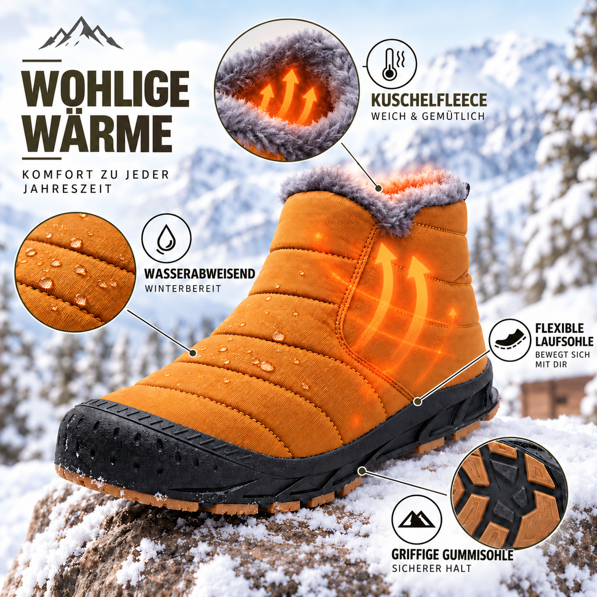 Camp Basel | Winterstiefel wasserabweisend mit Fleecefutter