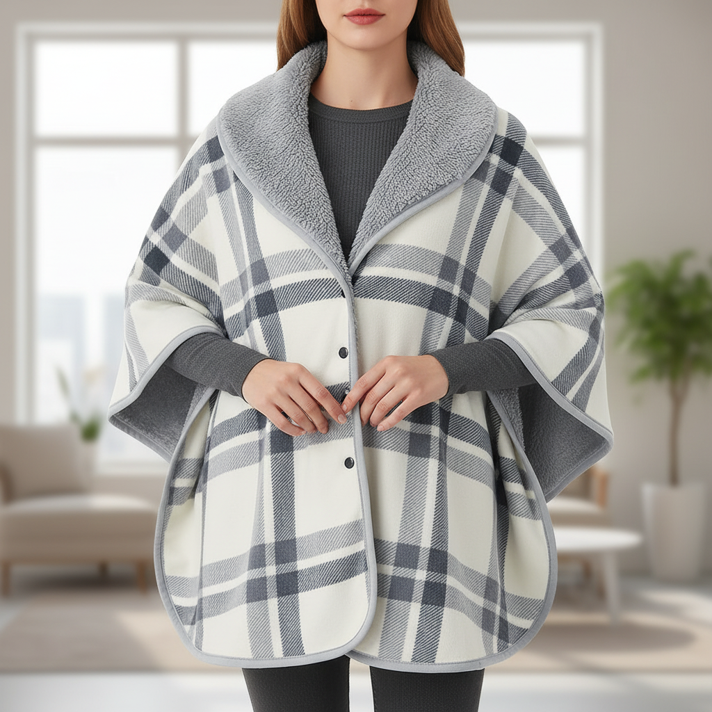 Tragbare Flanell-Decke mit Fleece-Futter und Knopfverschluss