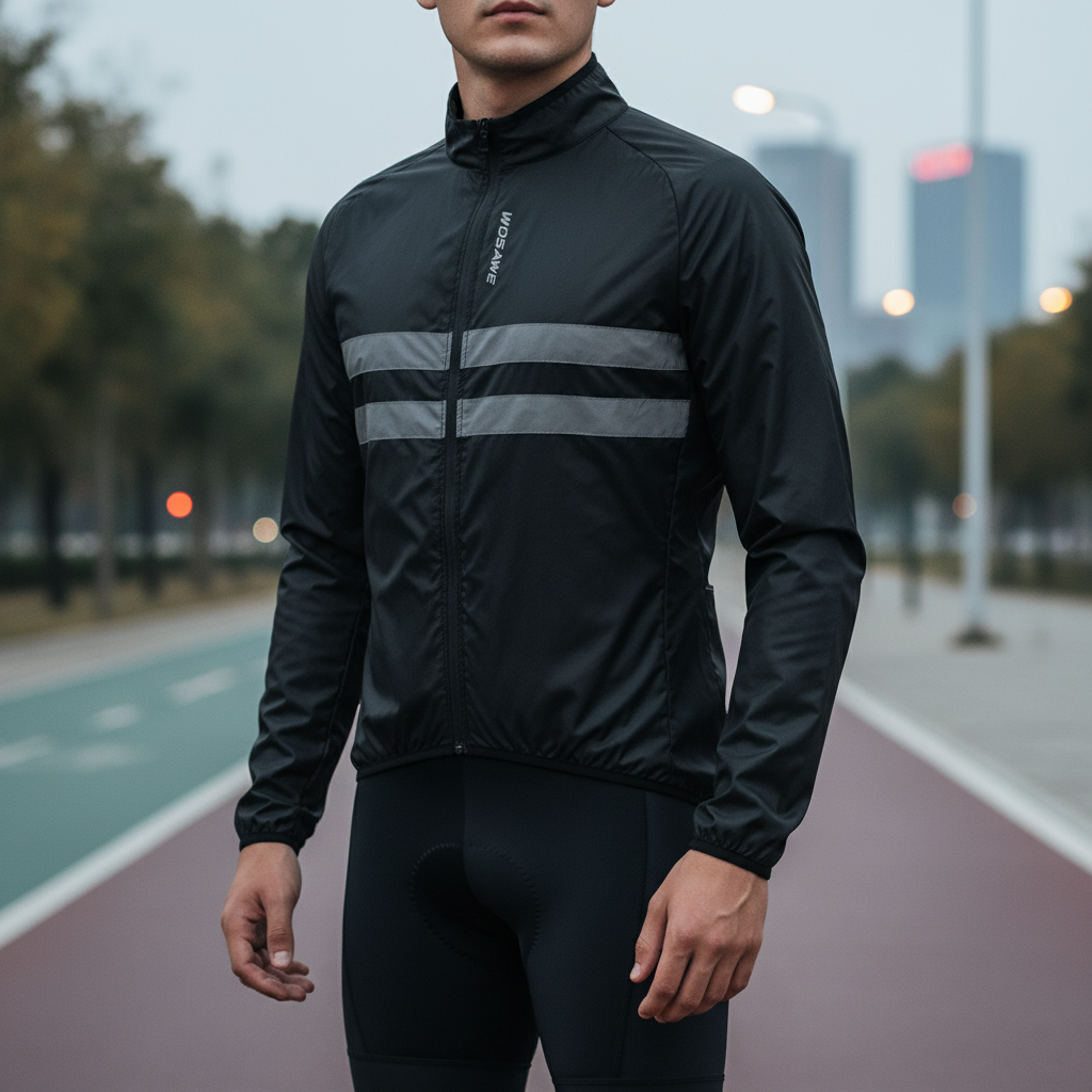 Leichte Rennrad-Windjacke mit reflektierenden Bändern windundurchlässig