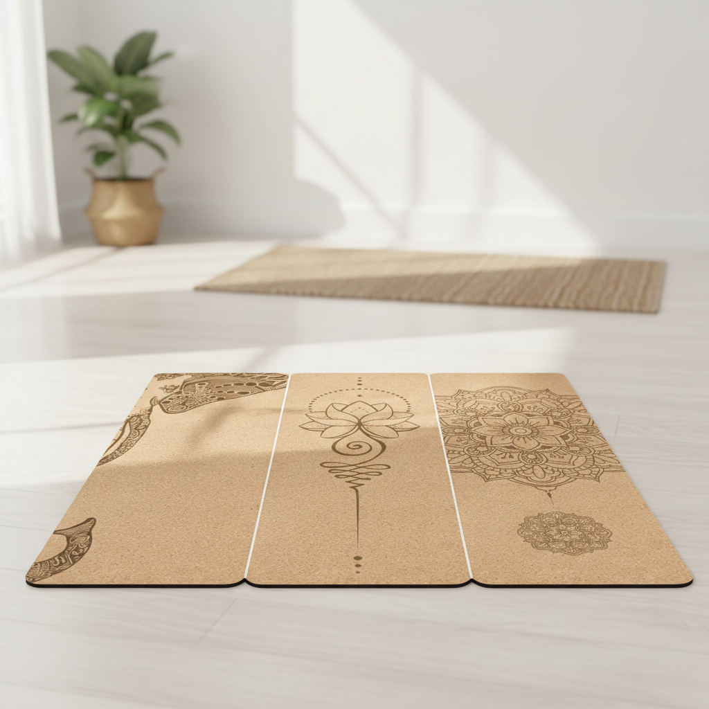 Rutschfeste Yogamatte mit strukturierter Oberfläche und Ausrichtungsdrucken