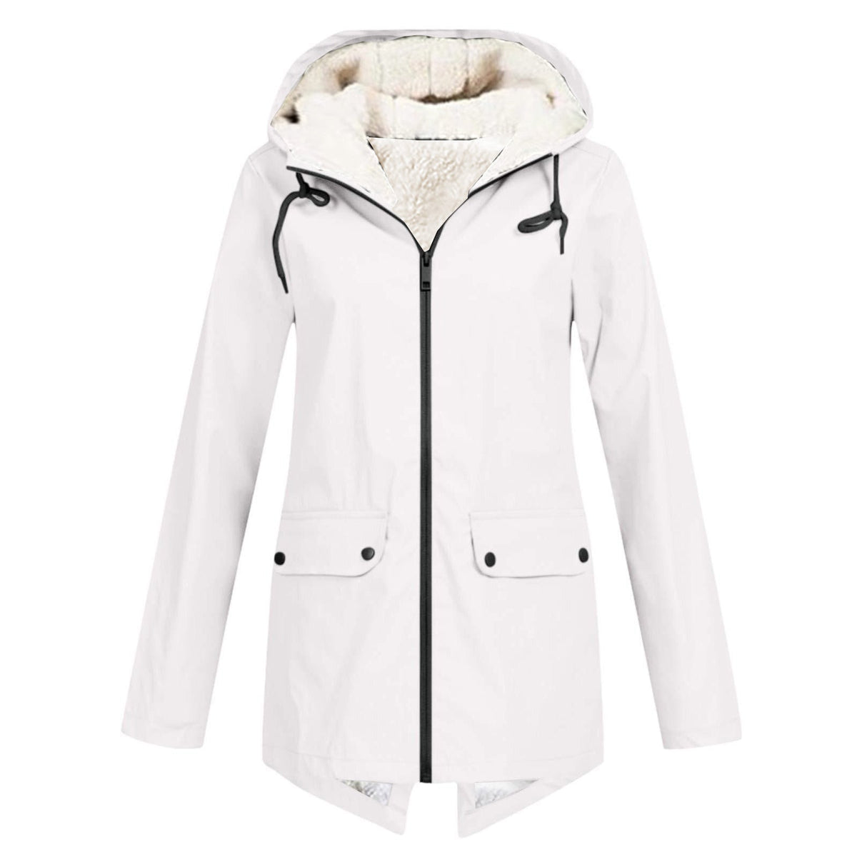 Damen wetterfeste und gefütterte Regenjacke mit verstellbarem Kapuzenkragen