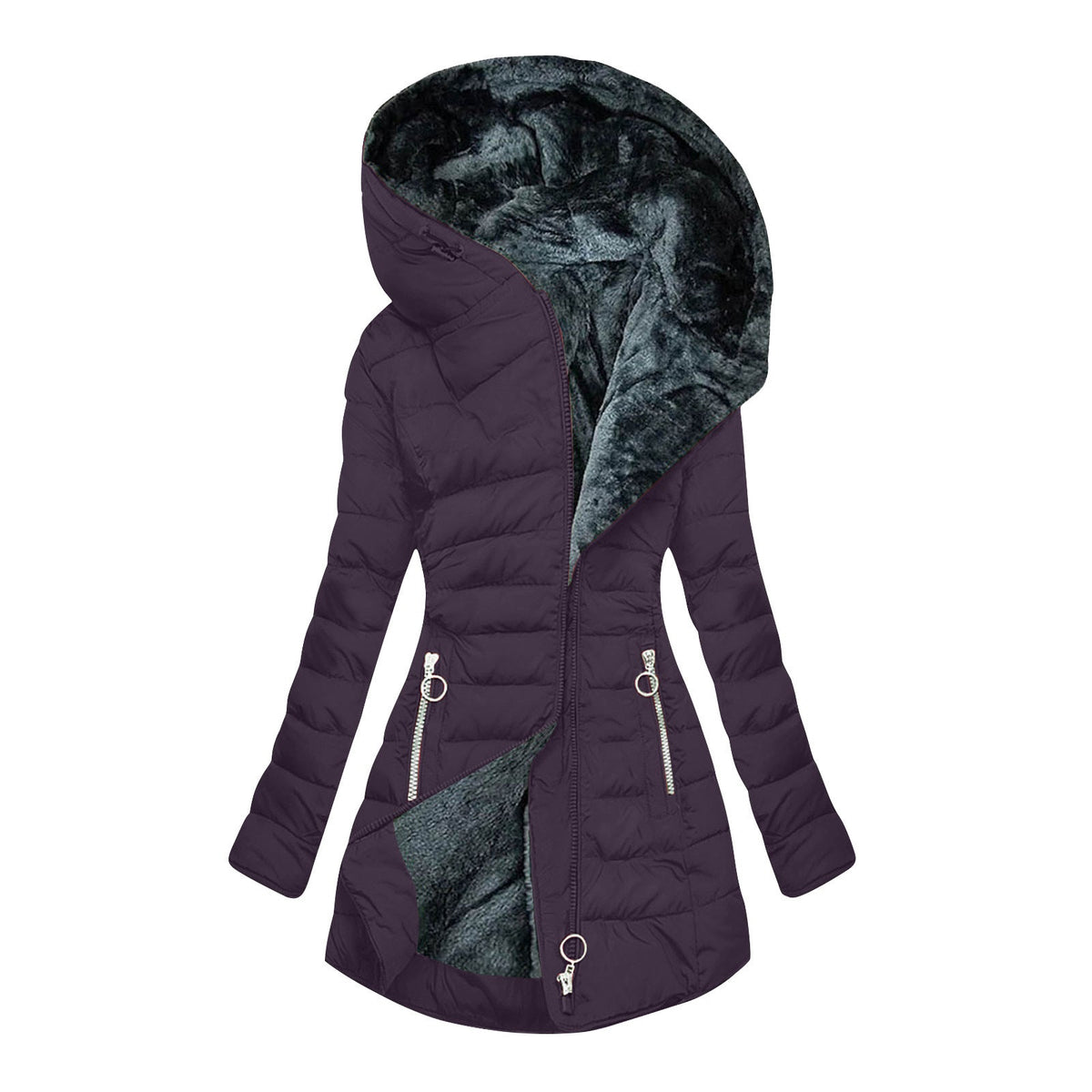 Gesteppte Winter-Daunenjacke für Damen mit Kapuze
