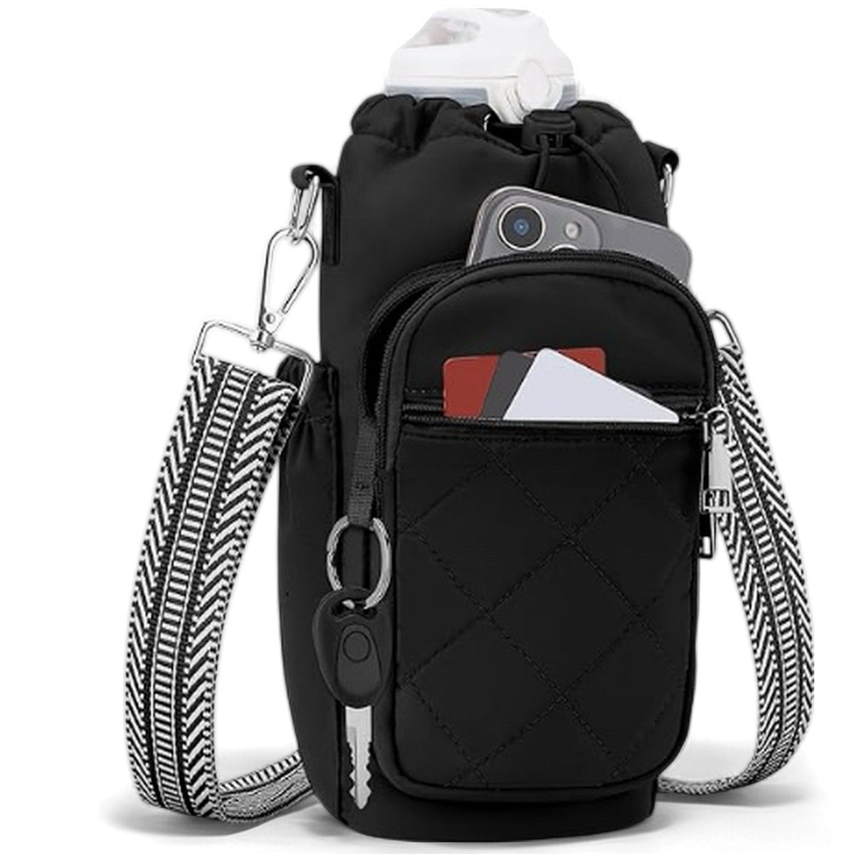 Wasserflaschen-Umhängetasche, Isolierte Wasserflaschen-Tasche Crossbody Wasserflasche Halter mit Gurt