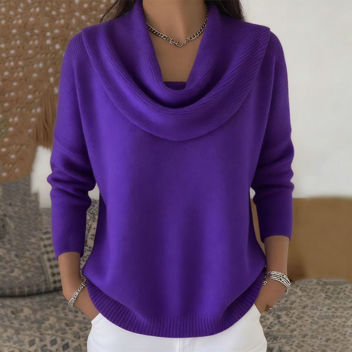 Damen Pullover mit Rollkragen in Relaxed-Passform aus Strick