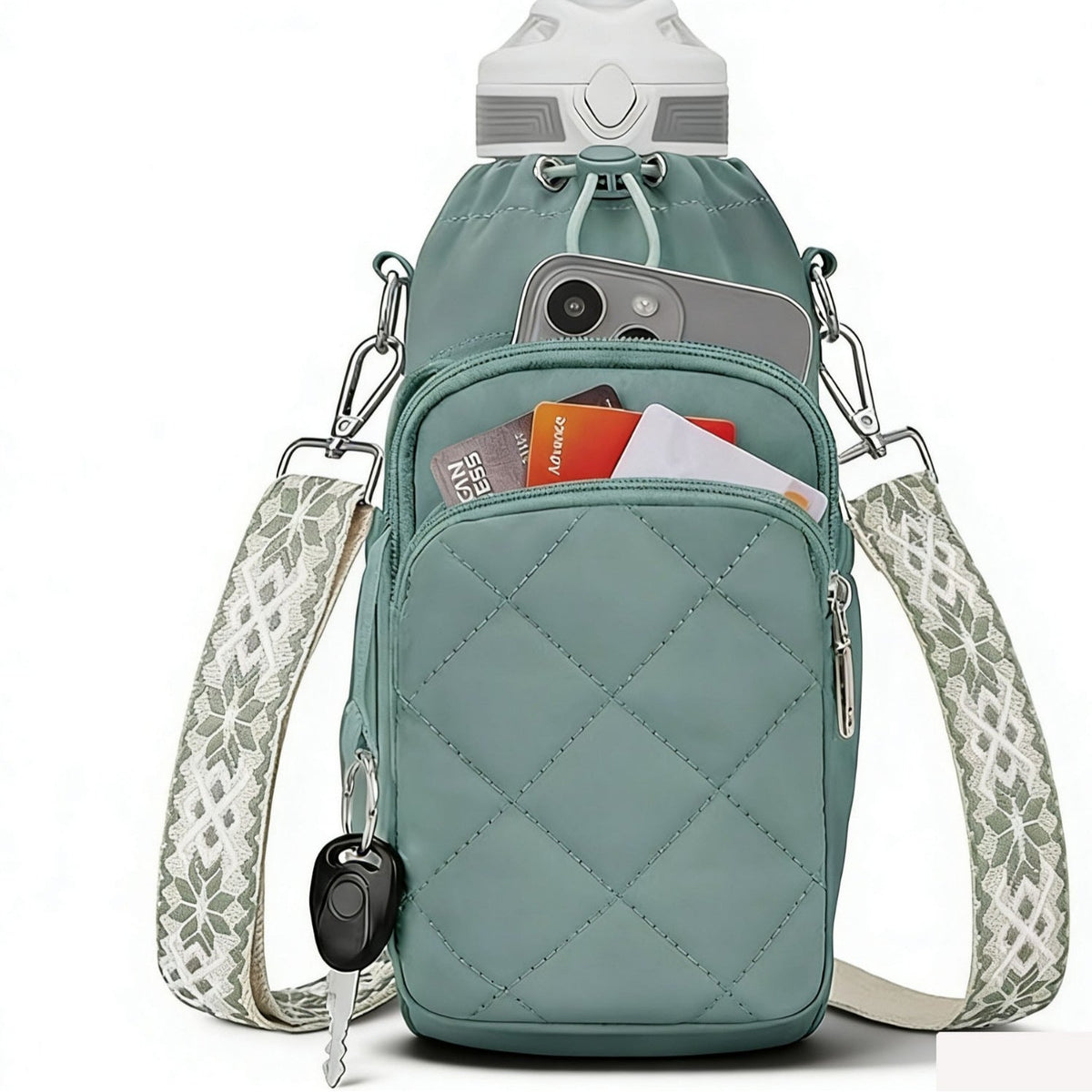 Wasserflaschen-Umhängetasche, Isolierte Wasserflaschen-Tasche Crossbody Wasserflasche Halter mit Gurt