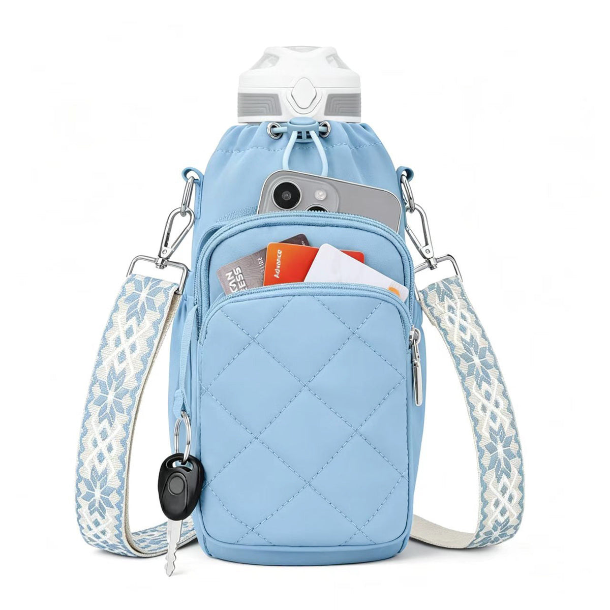 Wasserflaschen-Umhängetasche, Isolierte Wasserflaschen-Tasche Crossbody Wasserflasche Halter mit Gurt