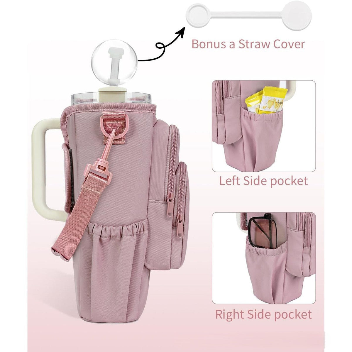 Wasserflaschen-Umhängetasche, Isolierte Wasserflaschen-Tasche Crossbody Wasserflasche Halter mit Gurt