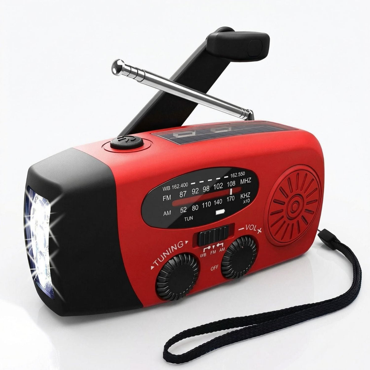 Notfall-Handkurbel-Radio - Solar- und USB-aufladbares Wetter-Radio mit Taschenlampe für Camping und Outdoor-Nutzung