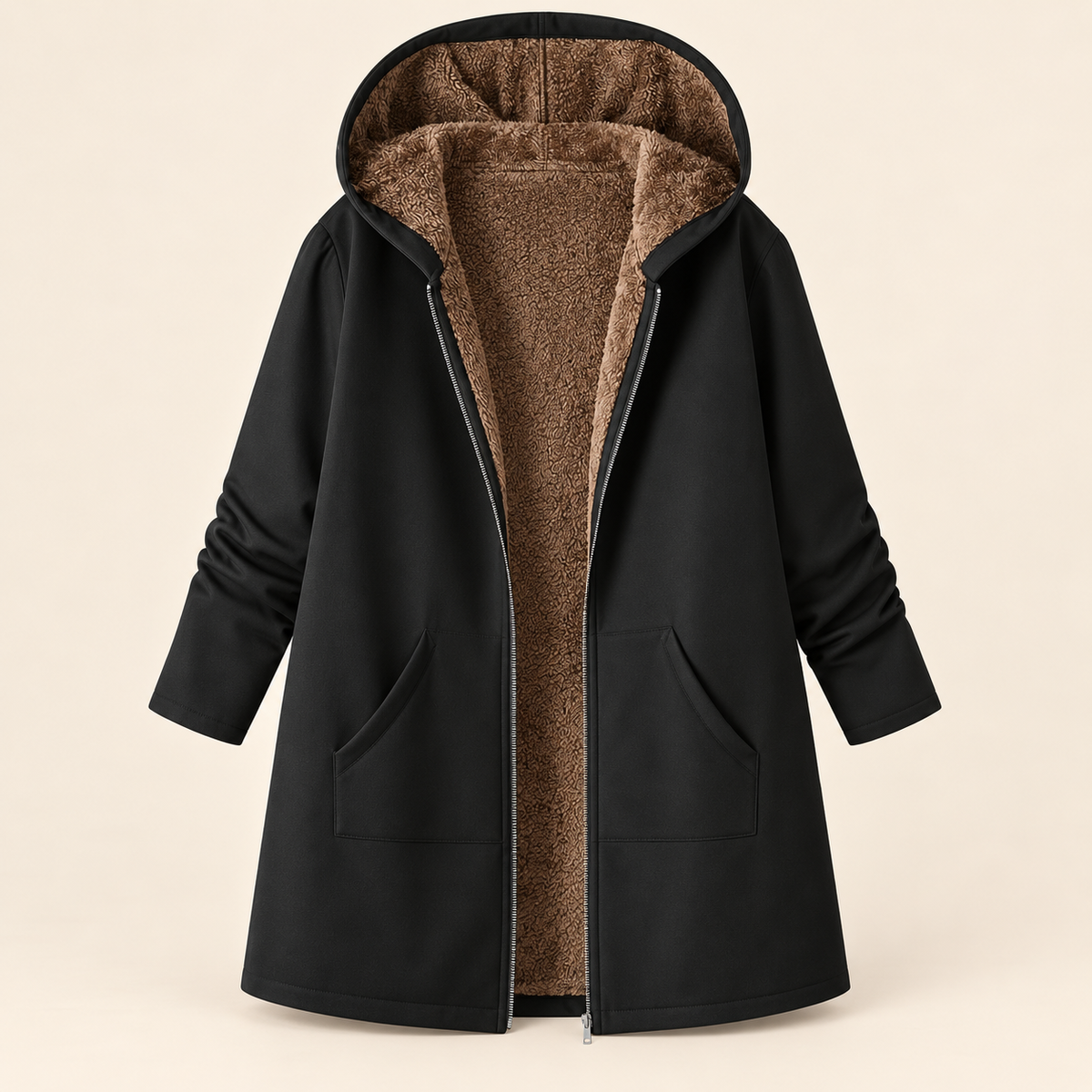 Warmer Kapuzenmantel mit weichem Sherpa-Futter