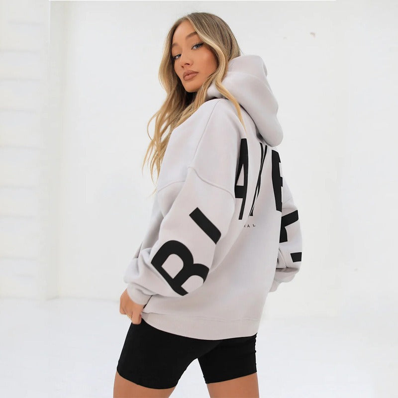 Damen Oversized Hoodie mit Rückenprint und Langarm