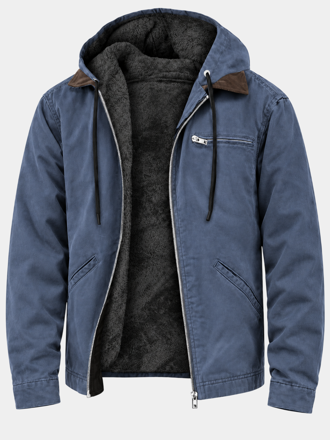 Vintage Dicke Fleecegefütterte Kapuzenjacke mit Reißverschluss