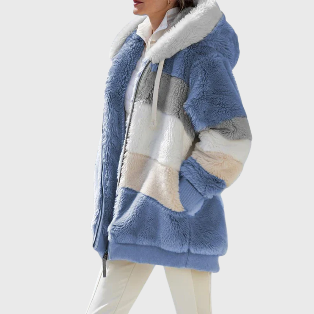 Elegante mehrfarbige warme Pufferjacke