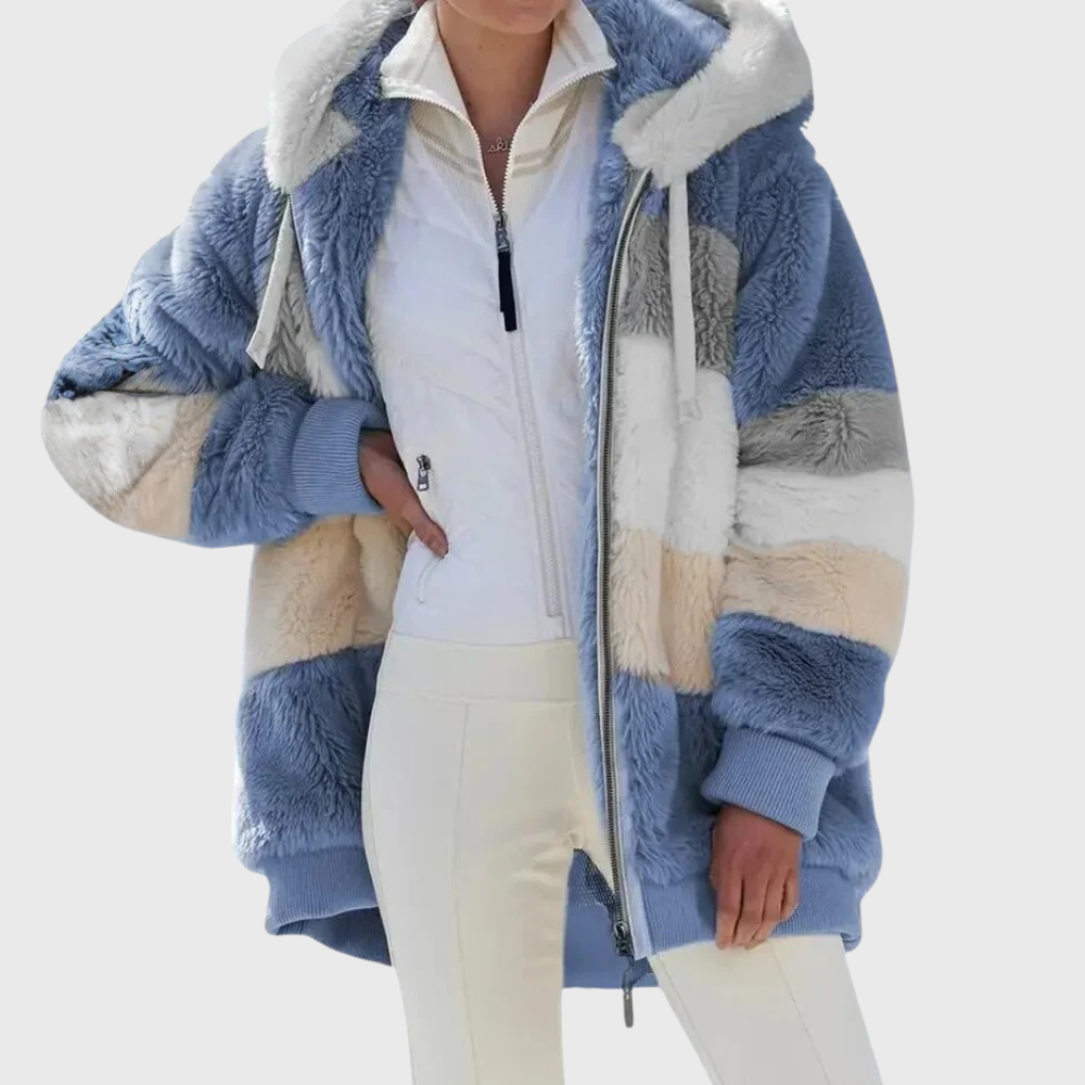 Elegante mehrfarbige warme Pufferjacke