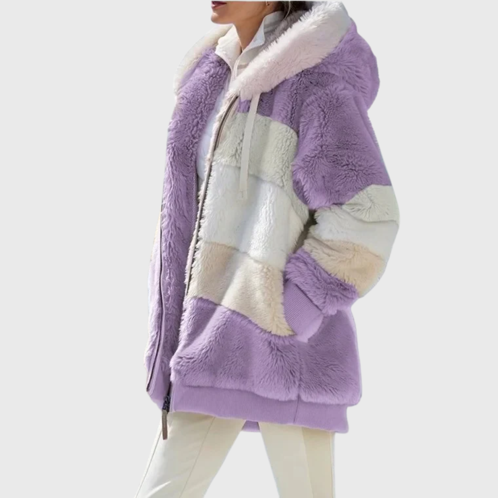 Elegante mehrfarbige warme Pufferjacke