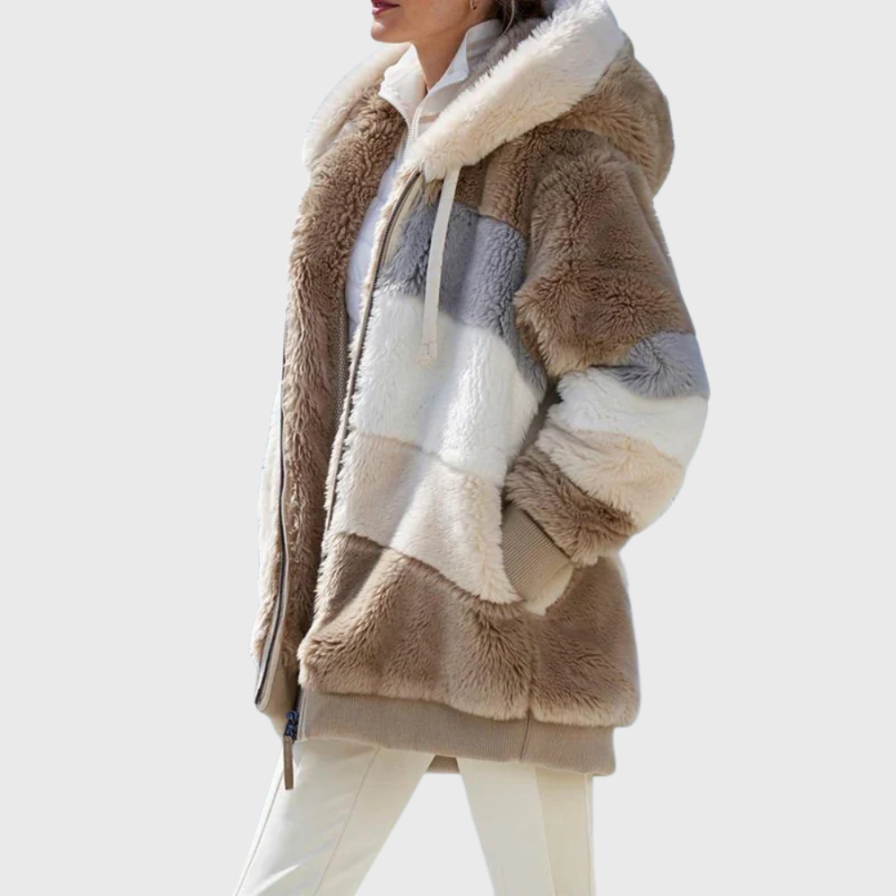 Elegante mehrfarbige warme Pufferjacke