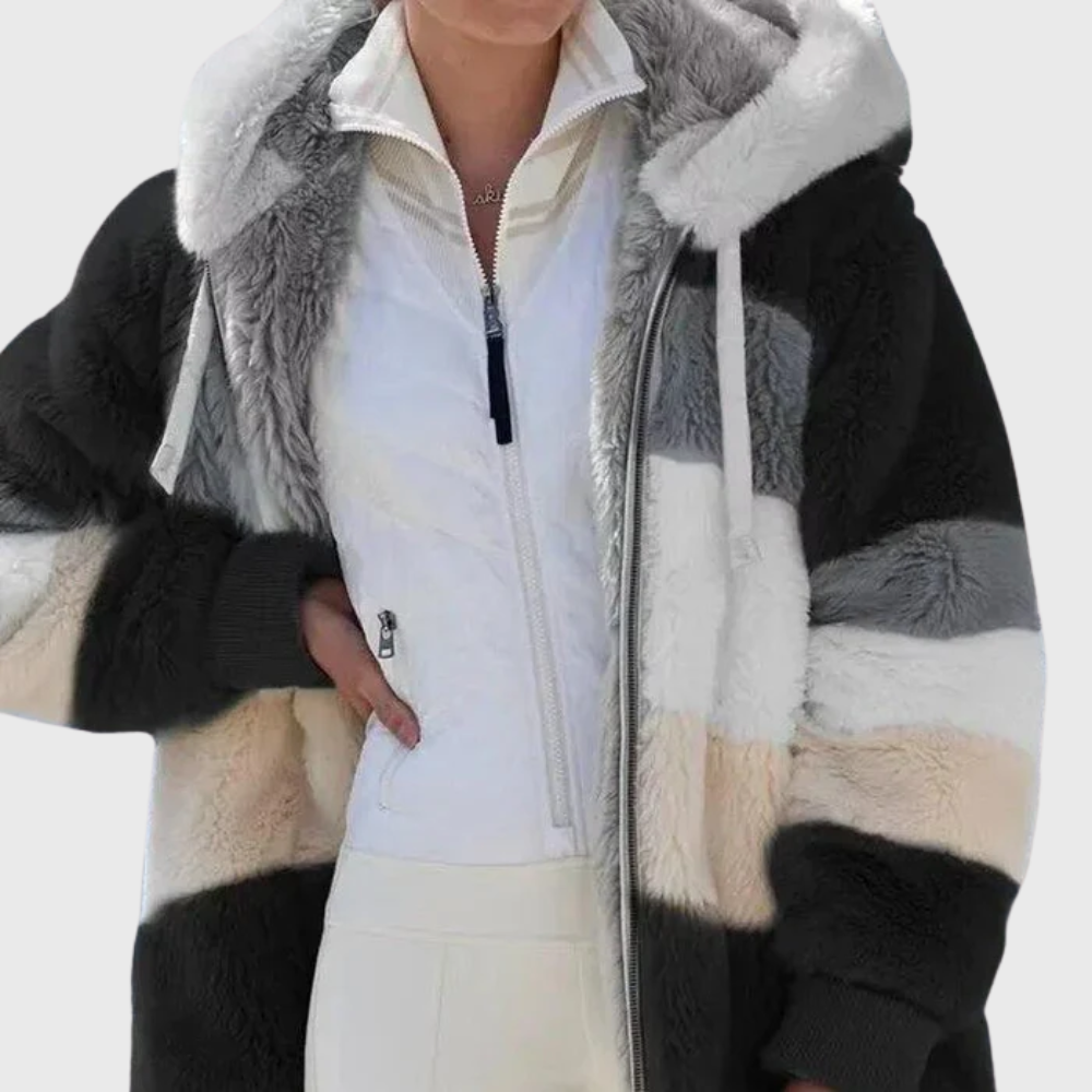 Elegante mehrfarbige warme Pufferjacke