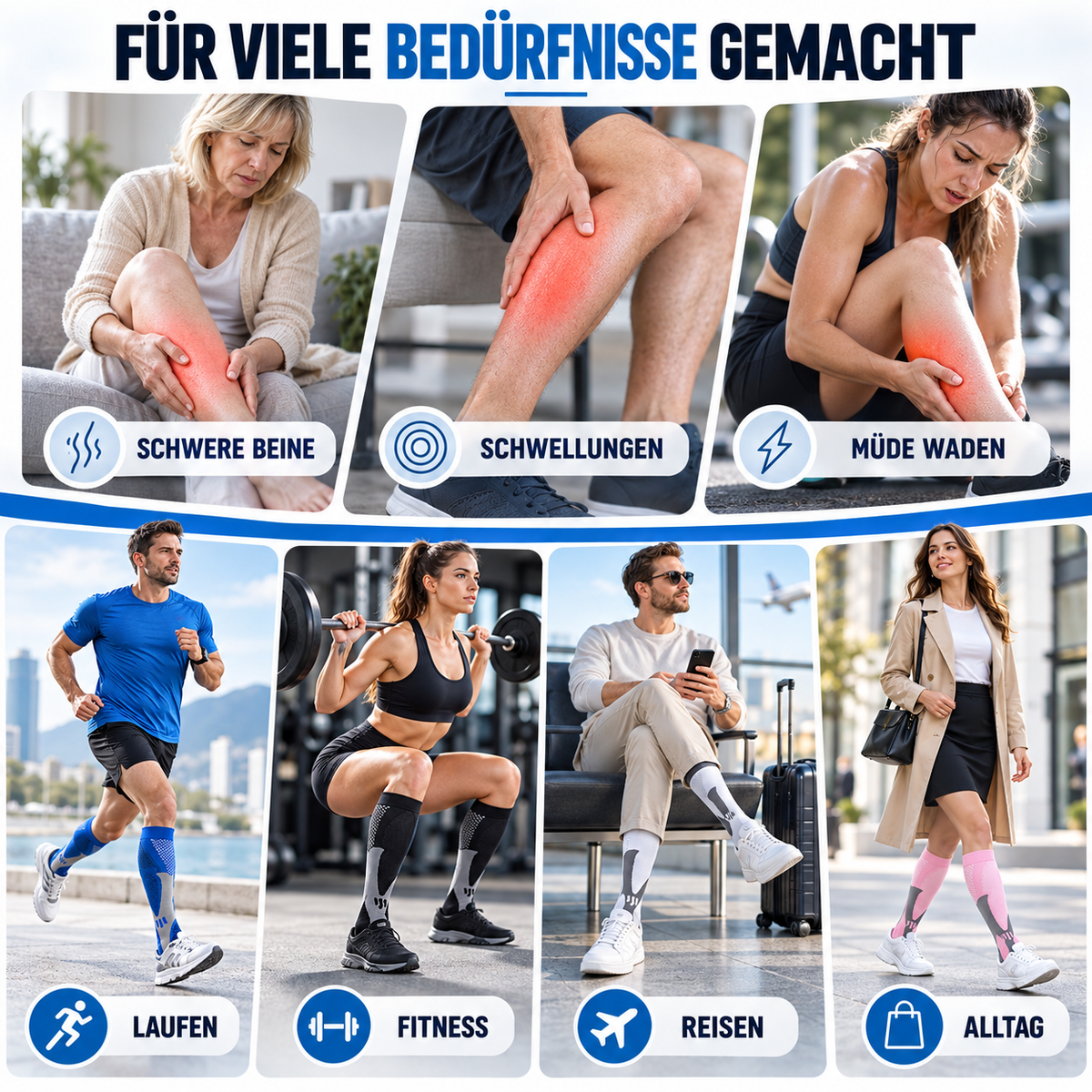 Premium-Kompressionsstrümpfe | Unterstützung für Beine