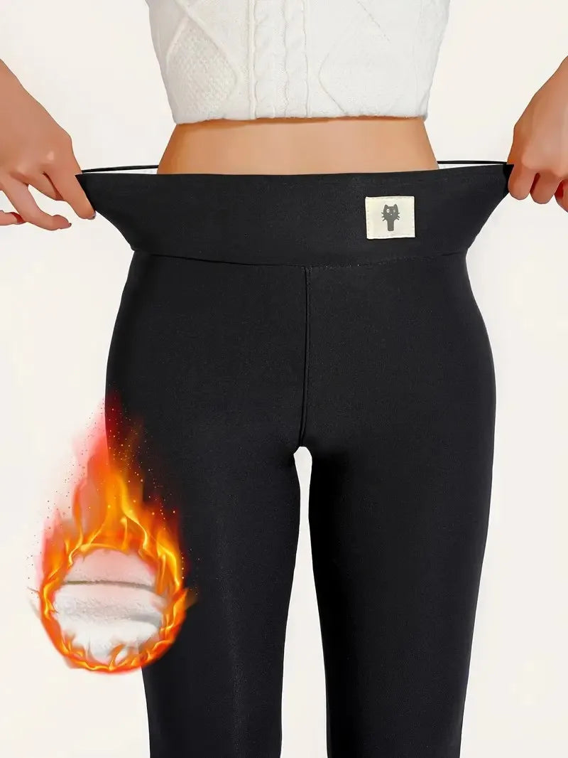 Damen Thermo-Leggings Lammkaschmir Gefüttert & Figurformend High Waist & Booty-Lifting Effekt
