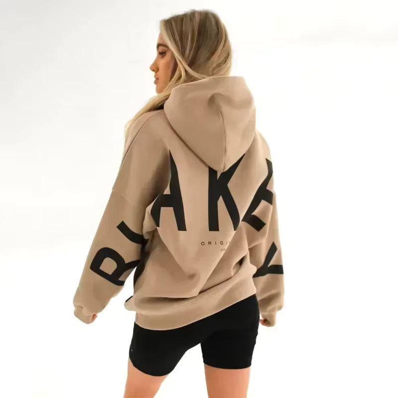 Damen Oversized Hoodie mit Rückenprint und Langarm