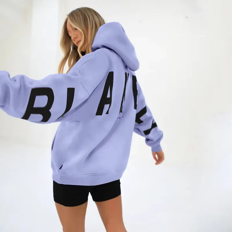 Damen Oversized Hoodie mit Rückenprint und Langarm