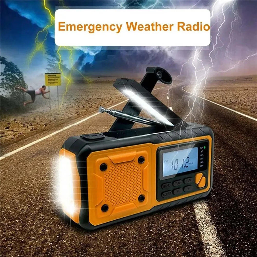 4000mAh Solar-Notfallradio mit Handkurbel – AM/FM Wetterradio, LED-Leselampe und Handy-Ladegerät
