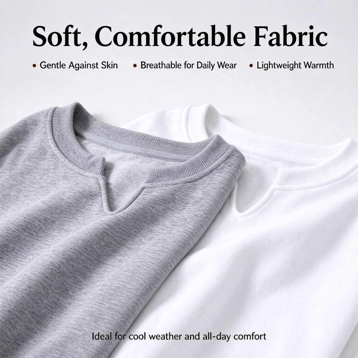 Damen Einfarbiges Sweatshirt mit kleinem V-Ausschnitt für Herbst/Winter