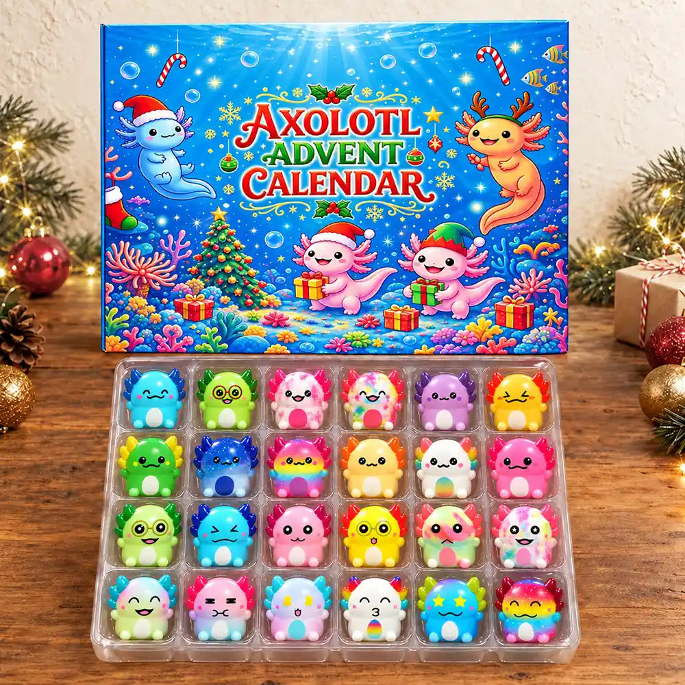 Squishy Axolotl Geschenk für Kinder - Winter Weihnachts-Countdown Adventskalender