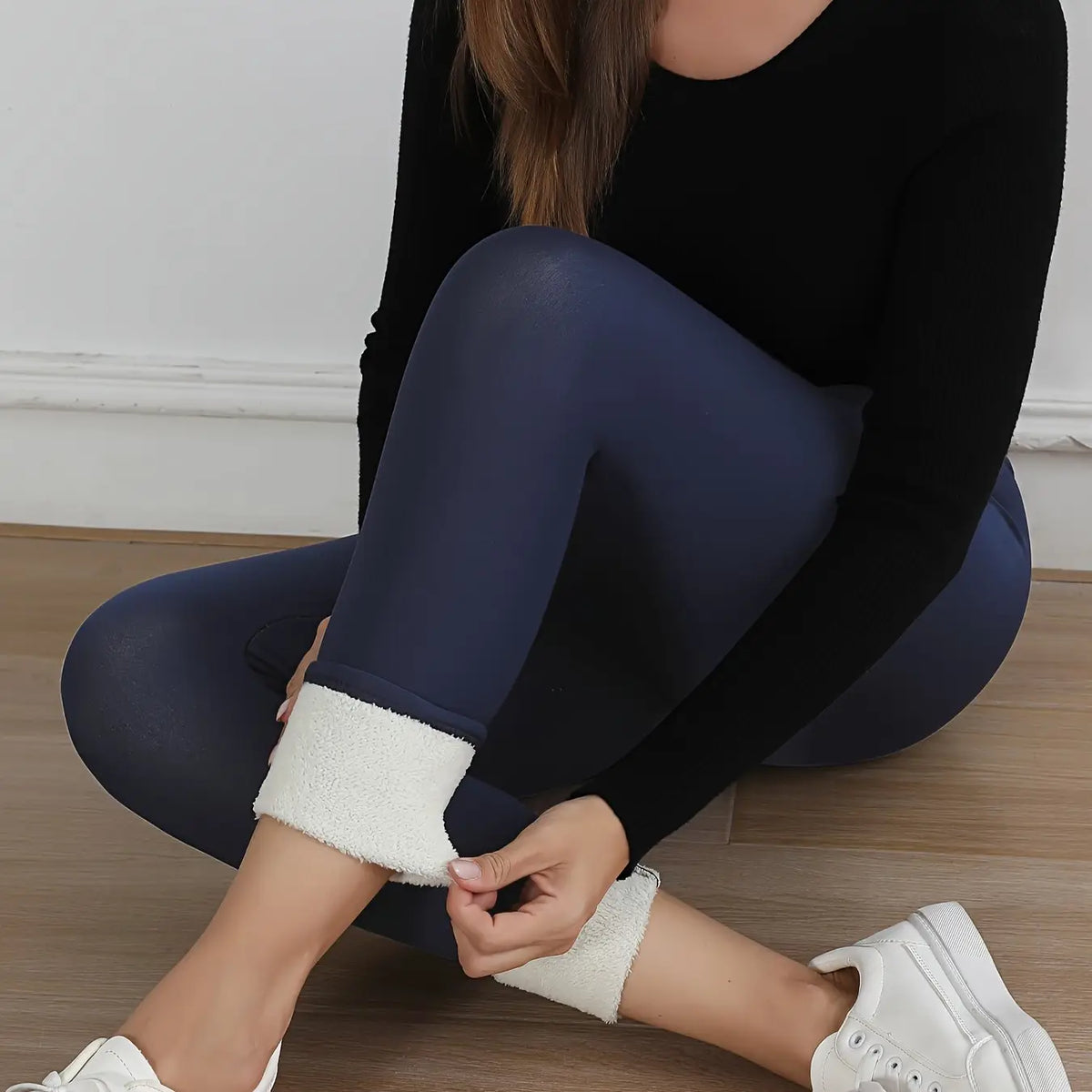 Damen High Waist Fleece-gefütterte Thermohose