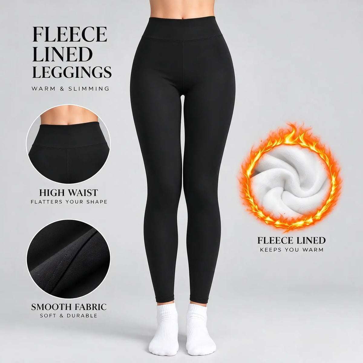 Damen High Waist Fleece-gefütterte Thermohose