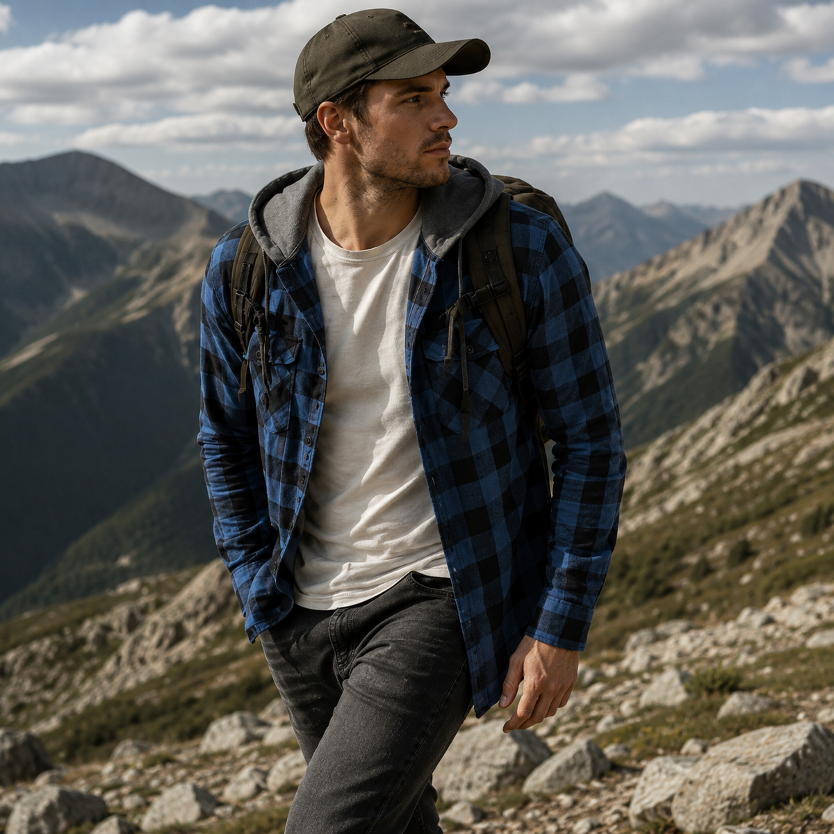 Camp Basel | Thrives Outdoor Langarm-Kapuzen-Flanellhemd