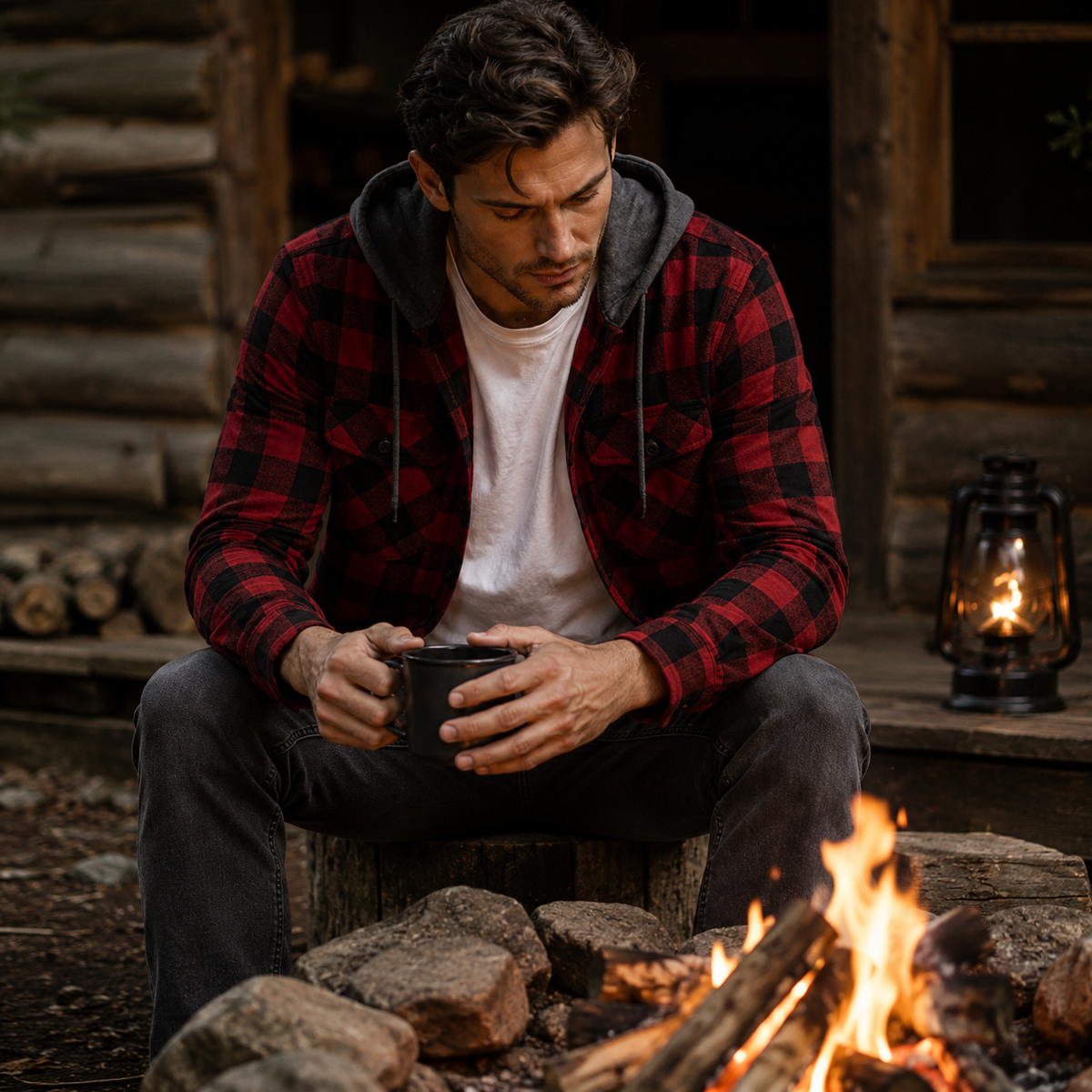 Camp Basel | Thrives Outdoor Langarm-Kapuzen-Flanellhemd