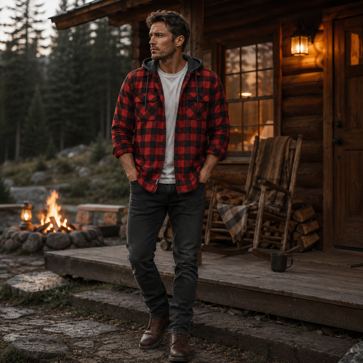 Camp Basel | Thrives Outdoor Langarm-Kapuzen-Flanellhemd
