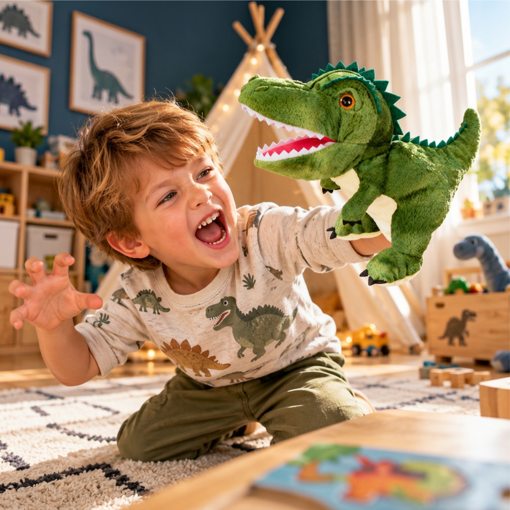 Lustiges Dinosaurier-Plüsch-Handpuppe