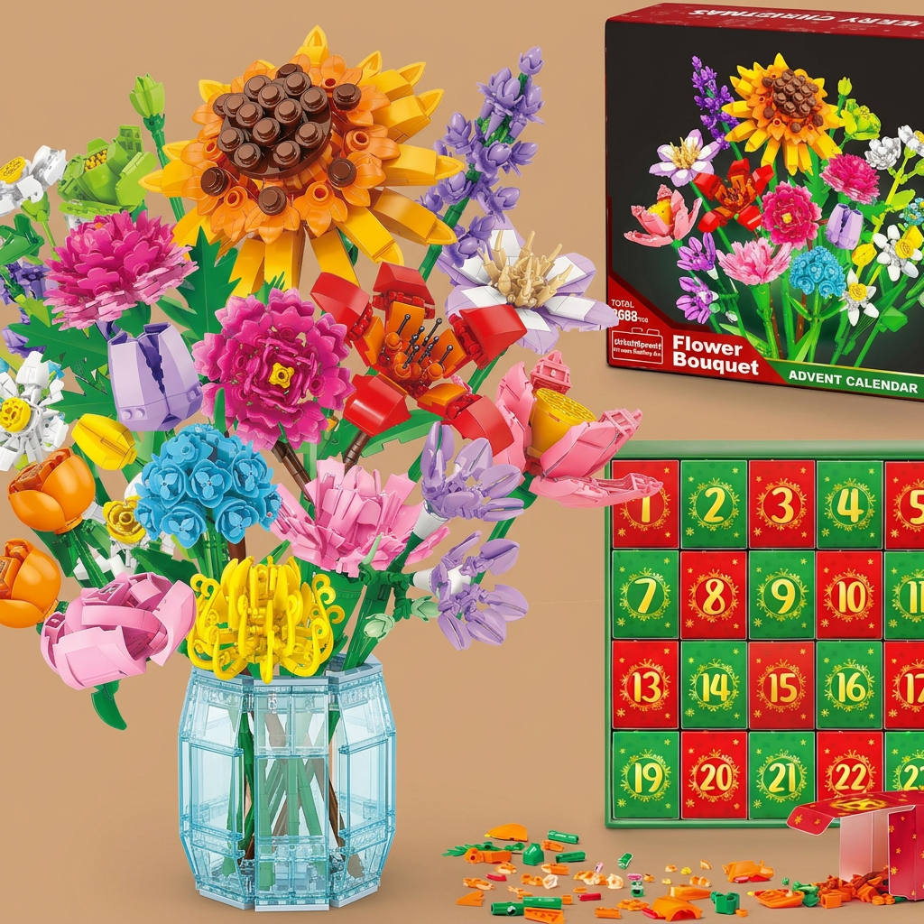 Weihnachts-Bausteine Blumenstrauß Adventskalender