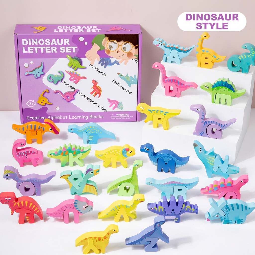 52-teiliges Montessori 3D-Alphabet-Bausteine-Set
