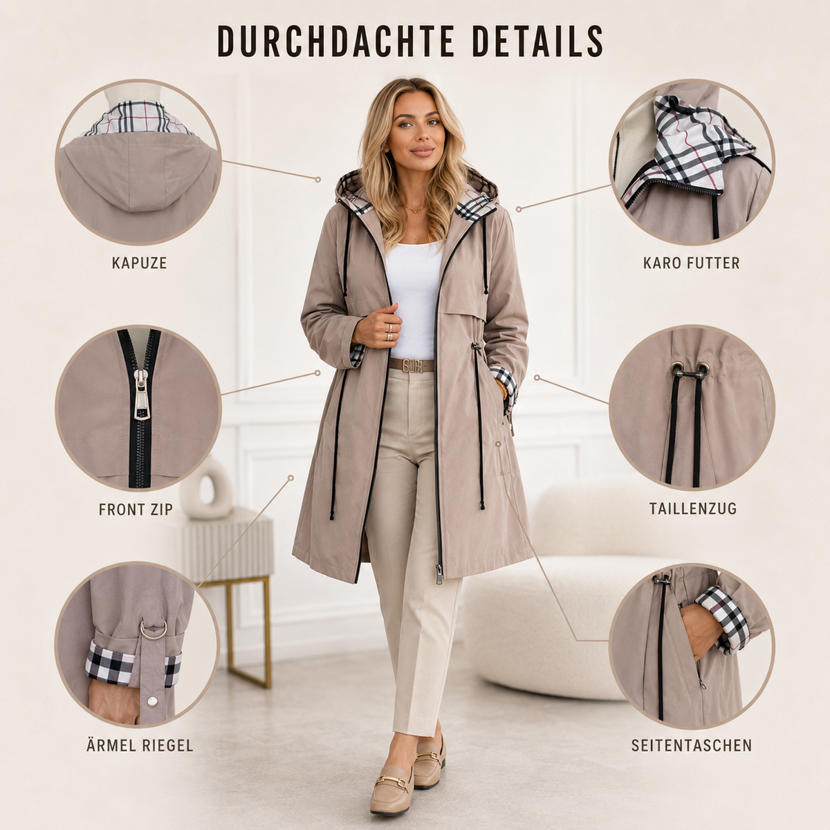 Camp Basel | Nordlyn Zip Coat Wasser- und winddichter Damenmantel mit Kapuze