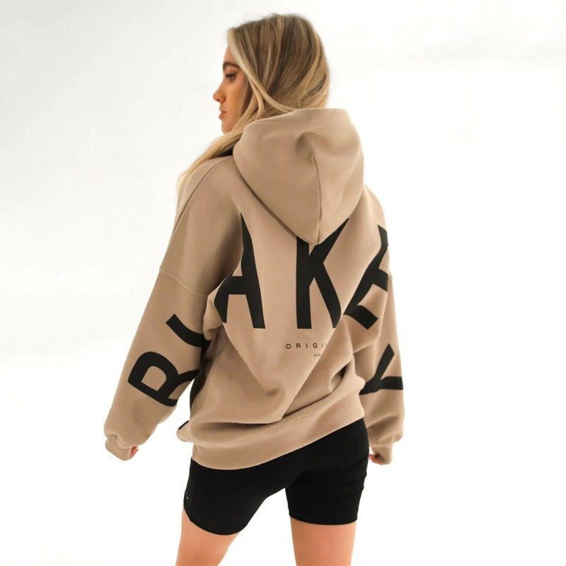 Damen Oversized Hoodie mit Rückenprint und Langarm